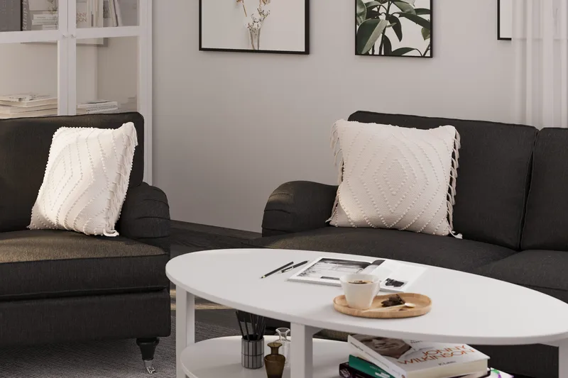 Howard Classic Sohvaryhmä 2-istuttava + Pieni 2-istuttava Sohva + Nojatuoli + Rahi Kankaalla - Tummanharmaa - Huonekalut - Sohva - Sohvaryhmä - Howard-sohvaryhmä