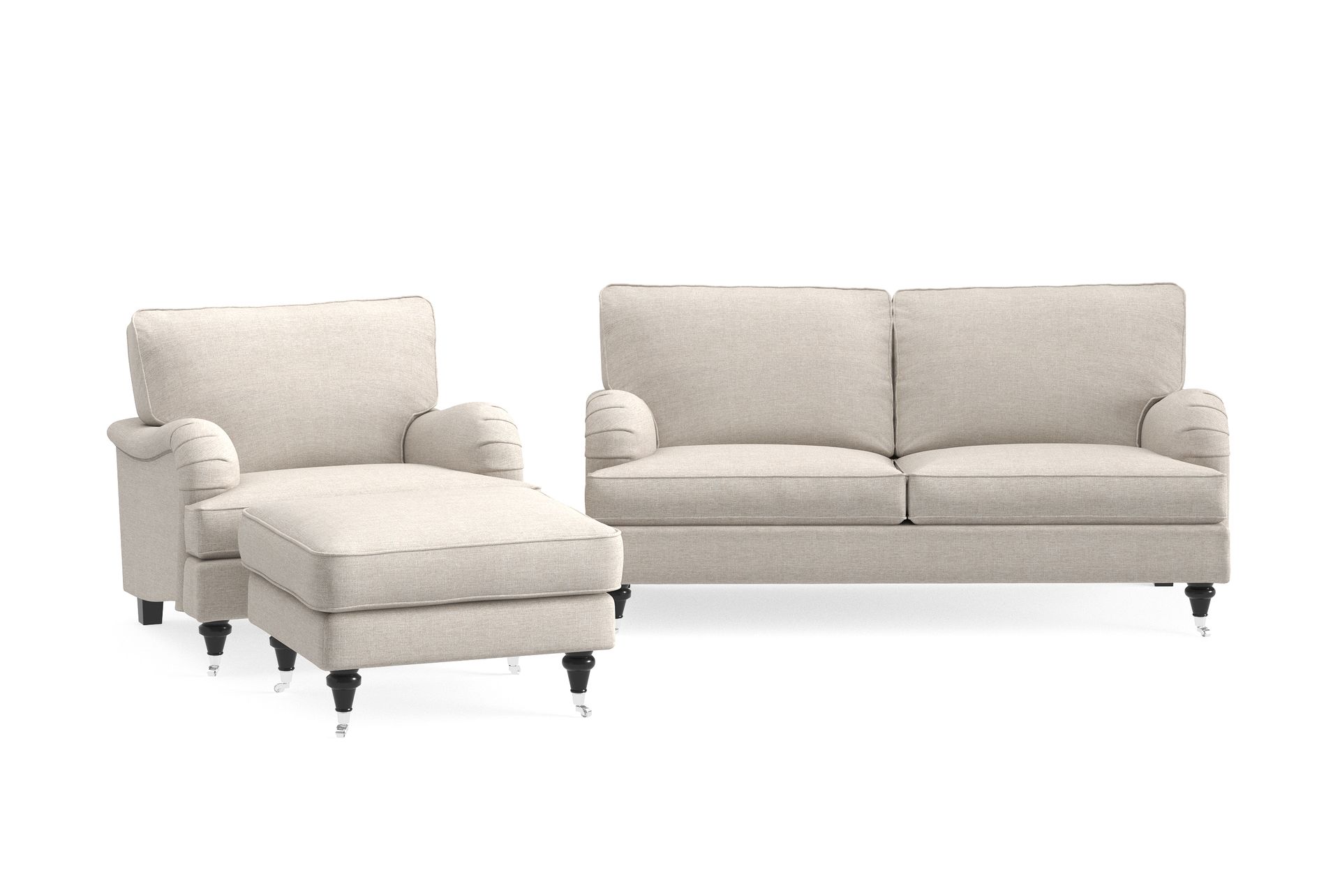 Howard Classic Sohvaryhmä 2-istuttava Sohva + Nojatuoli + Rahi Kankaalla - Beige - Huonekalut - Sohva - Sohvaryhmä