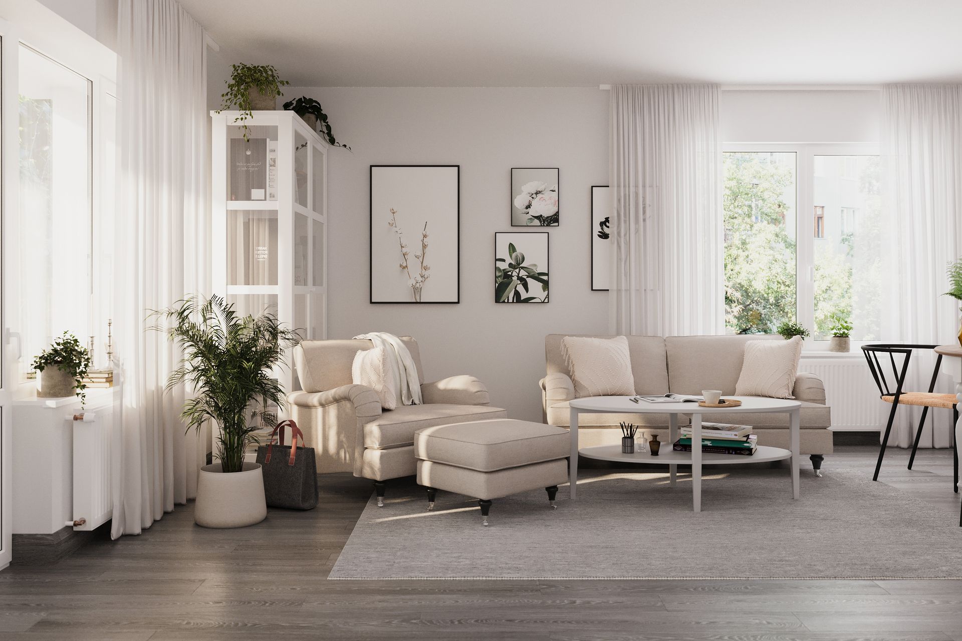 Howard Classic Sohvaryhmä 2-istuttava Sohva + Nojatuoli + Rahi Kankaalla - Beige - Huonekalut - Sohva - Sohvaryhmä