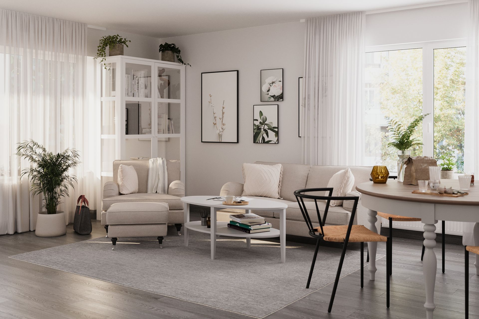 Howard Classic Sohvaryhmä 2-istuttava Sohva + Nojatuoli + Rahi Kankaalla - Beige - Huonekalut - Sohva - Sohvaryhmä