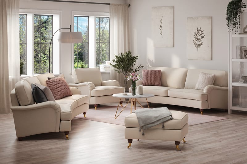 Howard Lyx Sohvaryhmä Kaareva 4-istuttava + 3-istuttava Kangassohva - Beige - Huonekalut - Sohva - Sohvaryhmä