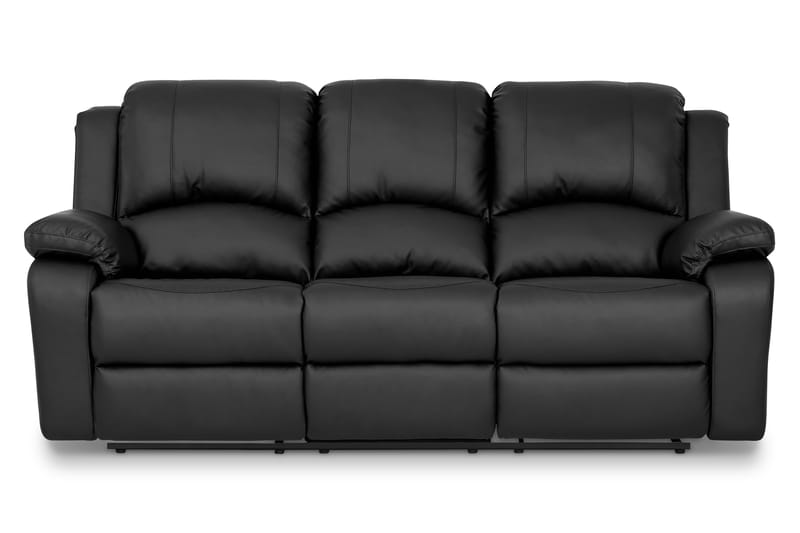 Navarro Recliner Sohvaryhmä 3+1 - Kallistettava sohva nojatuoli - Kotiteatterisohva keinonahkaa - Musta - Huonekalut - Sohva - Sohvaryhmä