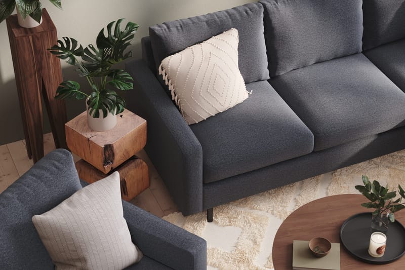 Peppe Sohvaryhmä 3-istuttava Käännettävä L-muotoinen Divaanisohva + Nojatuoli + Rahi Kankaalla - Tummanharmaa - Huonekalut - Sohva - Sohvaryhmä