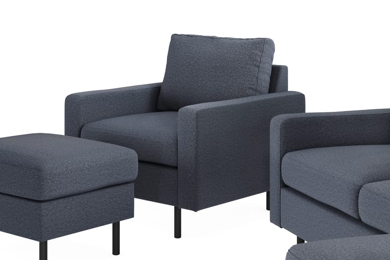 Peppe Sohvaryhmä 3-istuttava Käännettävä L-muotoinen Divaanisohva + Nojatuoli + Rahi Kankaalla - Tummanharmaa - Huonekalut - Sohva - Sohvaryhmä