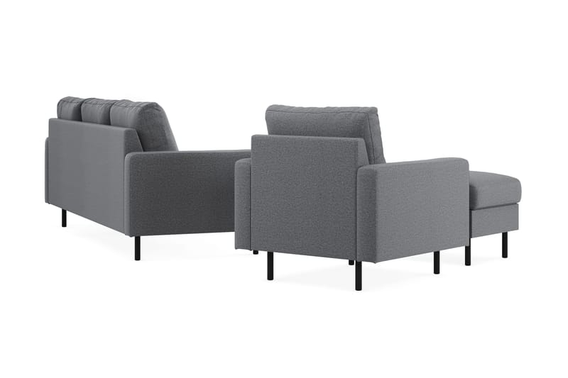 Peppe Sohvaryhmä 3-istuttava Käännettävä L-muotoinen Divaanisohva + Nojatuoli + Rahi Kankaalla - Vaaleanharmaa - Huonekalut - Sohva - Sohvaryhmä