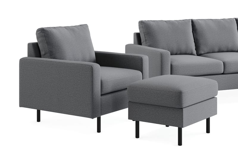 Peppe Sohvaryhmä 3-istuttava Käännettävä L-muotoinen Divaanisohva + Nojatuoli + Rahi Kankaalla - Vaaleanharmaa - Huonekalut - Sohva - Sohvaryhmä