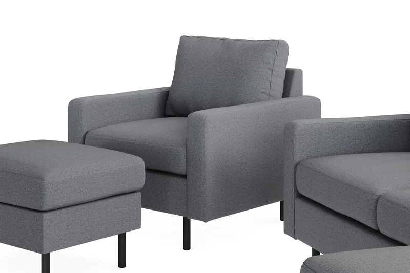 Peppe Sohvaryhmä 3-istuttava Käännettävä L-muotoinen Divaanisohva + Nojatuoli + Rahi Kankaalla - Vaaleanharmaa - Huonekalut - Sohva - Sohvaryhmä