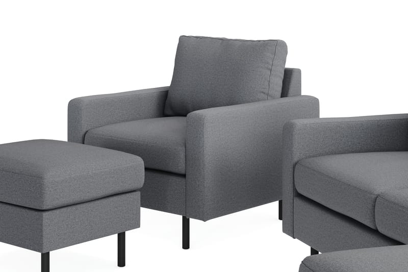 Peppe Sohvaryhmä 3-istuttava Käännettävä L-muotoinen Divaanisohva + Nojatuoli + Rahi Kankaalla - Vaaleanharmaa - Huonekalut - Sohva - Sohvaryhmä