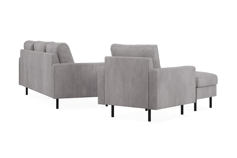 Peppe Sohvaryhmä 3-istuttava Käännettävä L-muotoinen Divaanisohva + Nojatuoli + Rahi Manchester-kankaalla - Tummanharmaa - Huonekalut - Sohva - Sohvaryhmä