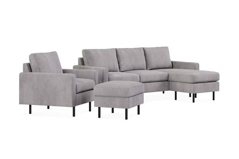 Peppe Sohvaryhmä 3-istuttava Käännettävä L-muotoinen Divaanisohva + Nojatuoli + Rahi Manchester-kankaalla - Tummanharmaa - Huonekalut - Sohva - Sohvaryhmä