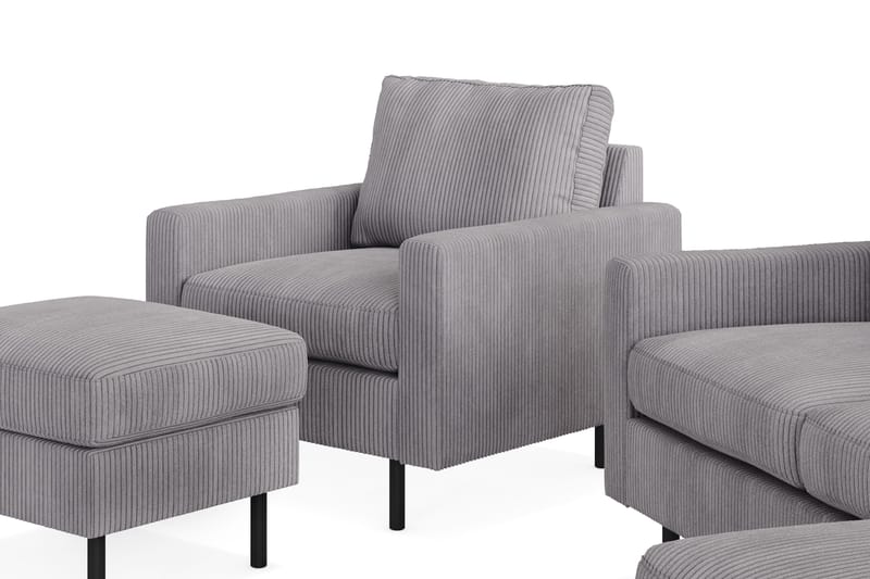 Peppe Sohvaryhmä 3-istuttava Käännettävä L-muotoinen Divaanisohva + Nojatuoli + Rahi Manchester-kankaalla - Tummanharmaa - Huonekalut - Sohva - Sohvaryhmä