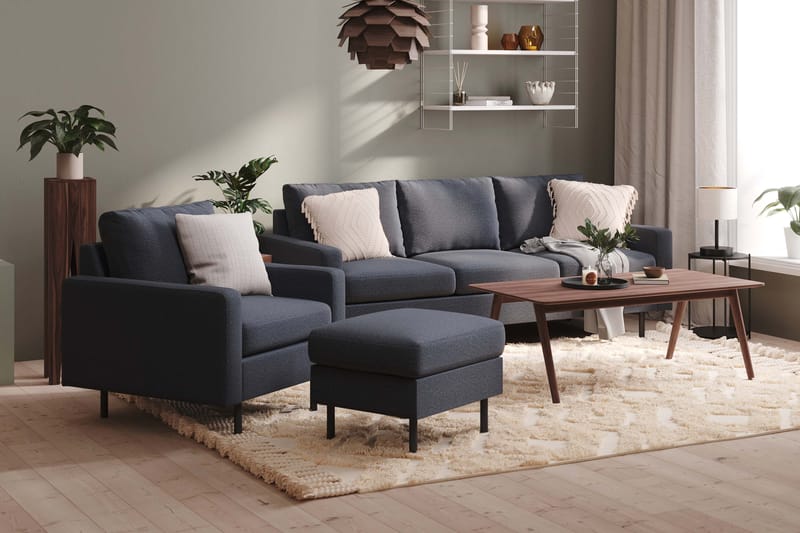 Peppe Sohvaryhmä 3-istuttava Sohva + Nojatuoli + Rahi Kankaalla - Tummanharmaa - Huonekalut - Sohva - Sohvaryhmä