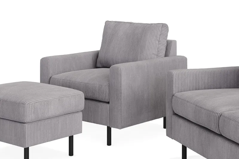 Peppe Sohvaryhmä 3-istuttava Sohva + Nojatuoli + Rahi Manchester-kankaalla - Harmaa - Huonekalut - Sohva - Sohvaryhmä