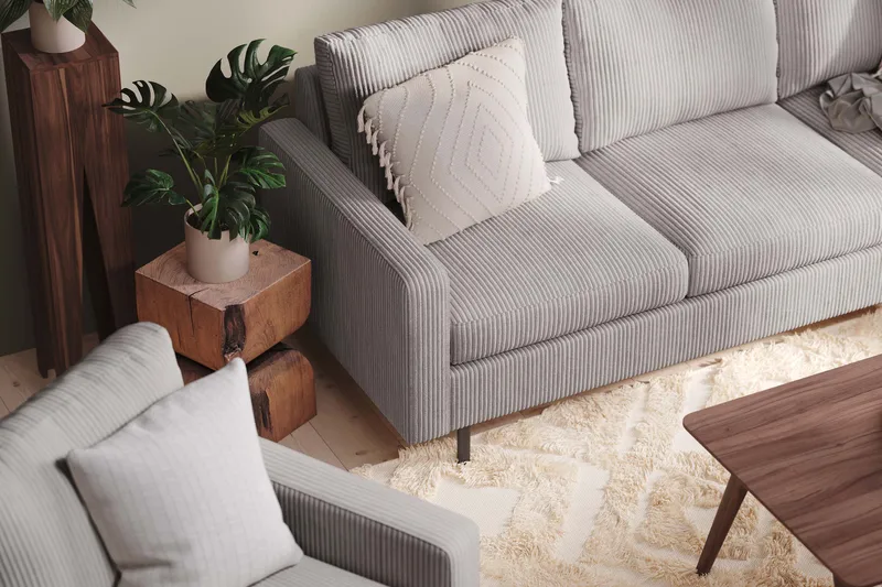 Peppe Sohvaryhmä 3-istuttava Sohva + Nojatuoli + Rahi Manchester-kankaalla - Harmaa - Huonekalut - Sohva - Sohvaryhmä