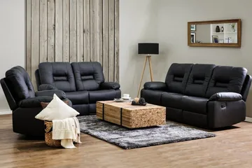 Rovik-sohvaryhmä 2-istuttava+3-istuttava+nojatuoli - Musta - Huonekalut - Sohva - Mekanismisohva