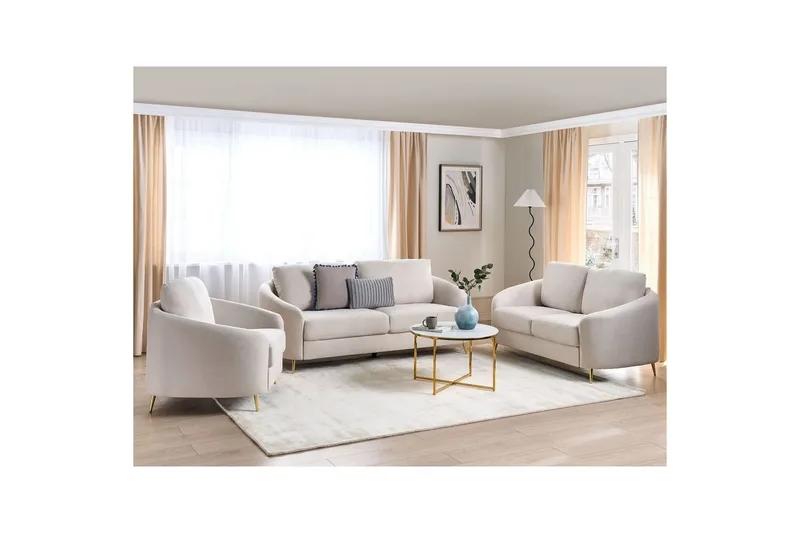 Soffgrupp Beliani Trosa Beige/guld Beige||GOLD - Huonekalut - Sohva - Sohvaryhmä