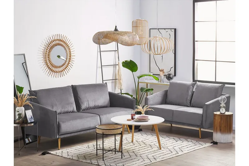 Sohvaryhmä Aarsby 2:n ist + 3:n ist - Sametti/Harmaa - Huonekalut - Sohva - Sohvaryhmä