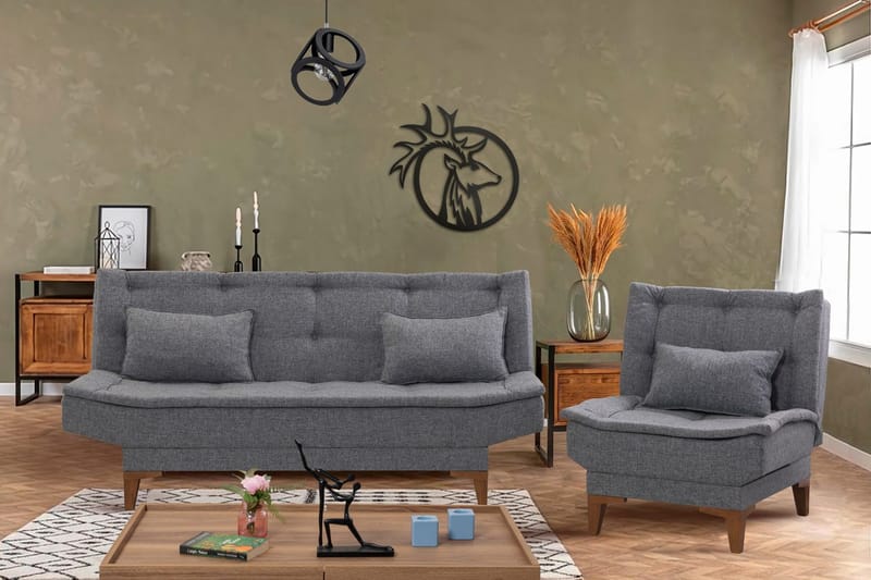 Sohvaryhmä Longburn - Tummanharmaa - Huonekalut - Sohva - Sohvaryhmä