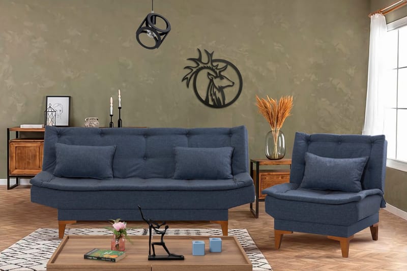 Sohvaryhmä Longburn - Tummansininen - Huonekalut - Sohva - Sohvaryhmä