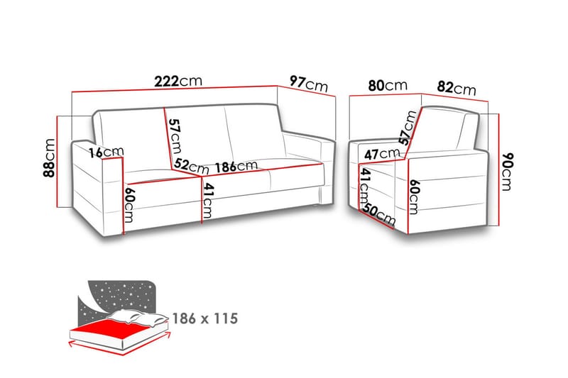 Sohvaryhmä Lux - Harmaa - Huonekalut - Sohva - Sohvaryhmä