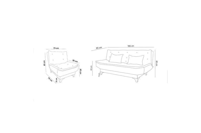 Sohvaryhmä Manderville - LjusLiila - Huonekalut - Sohva - Sohvaryhmä