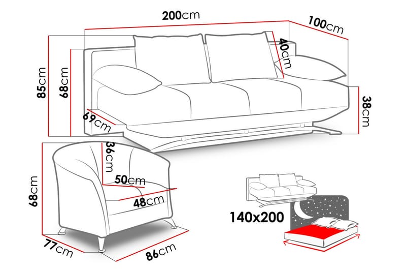 Sohvaryhmä Olier - Musta - Huonekalut - Sohva - Sohvaryhmä