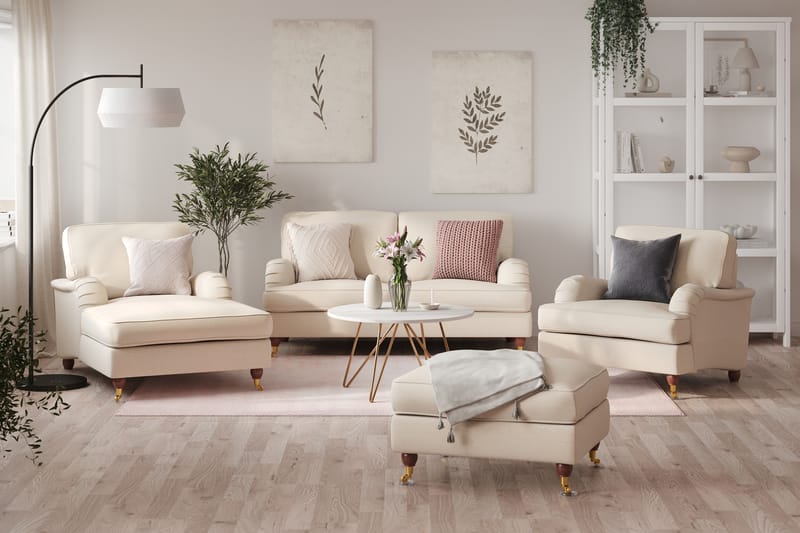 Sohvaryhmä Oxford Lyx 2:n ist + Nojatuoli+Divaanituoli+Rahi - Beige - Huonekalut - Sohva - Sohvaryhmä