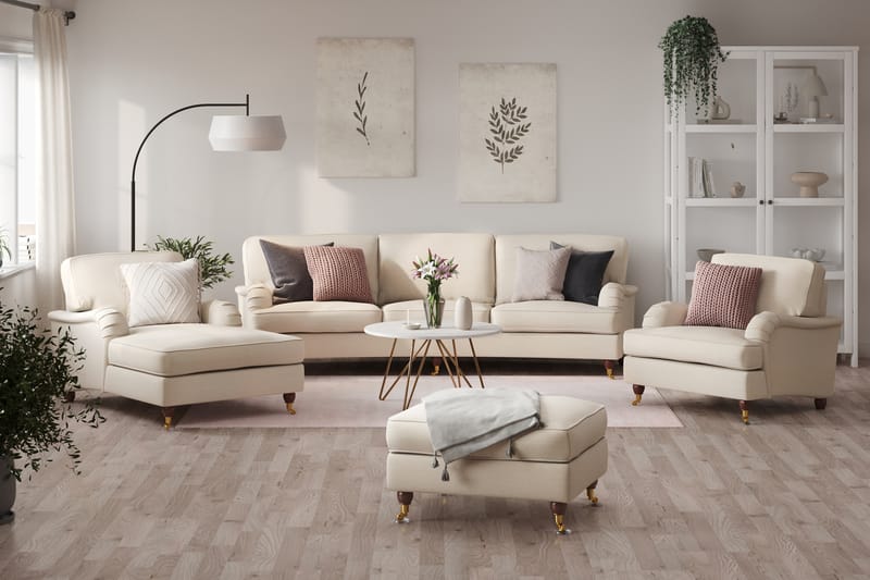 Sohvaryhmä Oxford Lyx 4:n ist Kaareva + 2 tuolia + Rahi - Beige - Huonekalut - Sohva - Sohvaryhmä