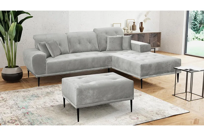 Sohvaryhmä Rapana Oikea Rahilla - Sametti/Silver - Huonekalut - Sohva - Sohvaryhmä