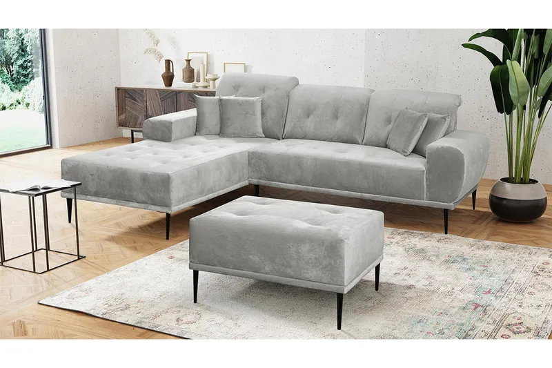 Sohvaryhmä Rapana Vasen Rahilla - Sametti/Silver - Huonekalut - Sohva - Sohvaryhmä
