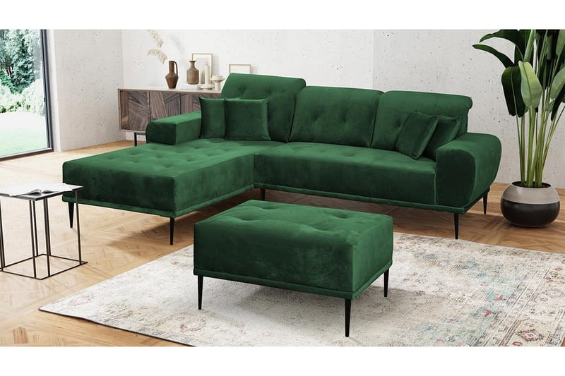 Sohvaryhmä Rapana Vasen Rahilla - Sametti/Vihreä - Huonekalut - Sohva - Sohvaryhmä