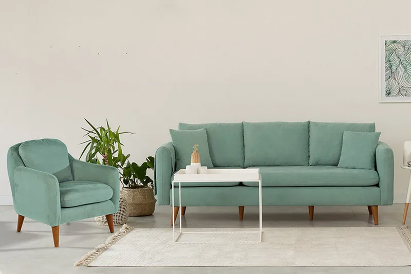 Sohvaryhmä Sagkas - Vihreä - Huonekalut - Sohva - Sohvaryhmä