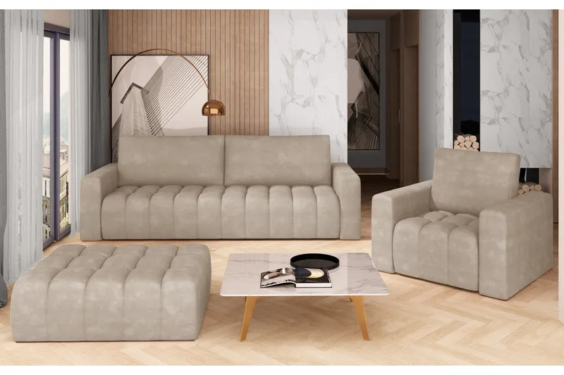 Sohvaryhmä Salitrera 3:n ist + Nojatuoli + Rahi, Harmaa