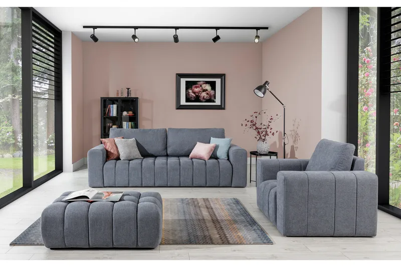 Sohvaryhmä Salitrera 3:n ist + Nojatuoli + Rahi, Harmaa