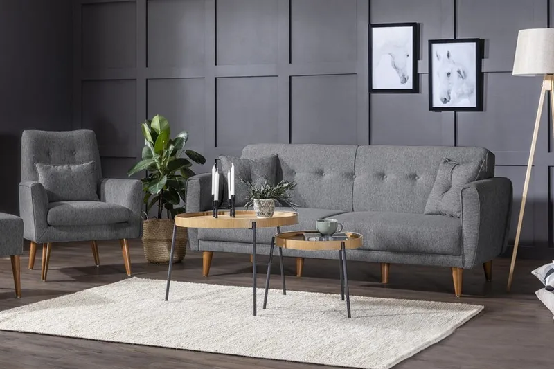 Sohvaryhmä Sanhaja - Tummanharmaa - Huonekalut - Sohva - Sohvaryhmä