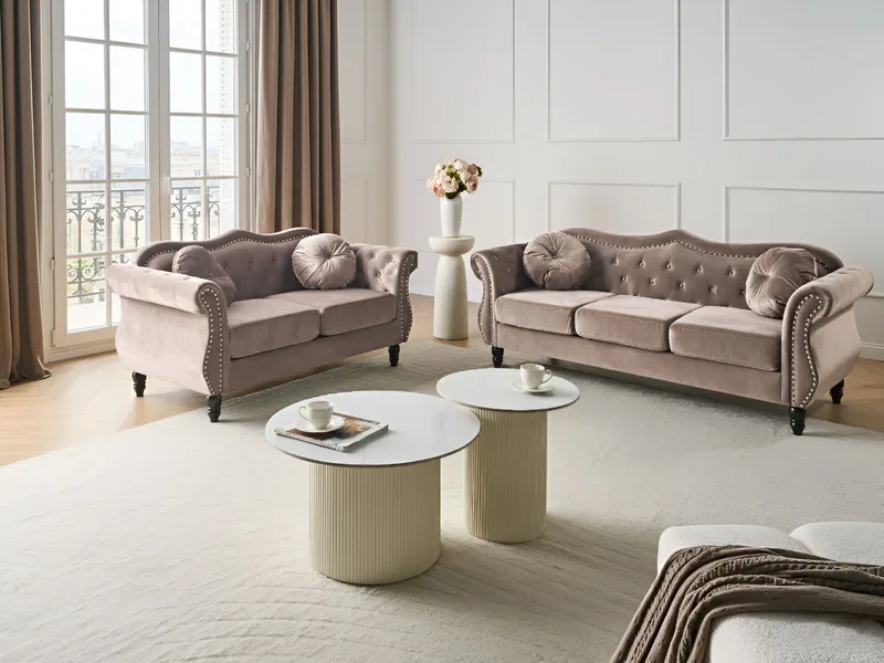 Sohvaryhmä Skien - Taupe - Huonekalut - Sohva - Sohvaryhmä - Chesterfield sohvaryhmä