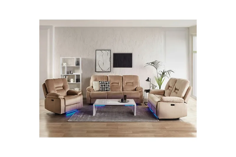 Sohvaryhmä USB:llä Rovik Beige - Beige - Huonekalut - Sohva - Mekanismisohva