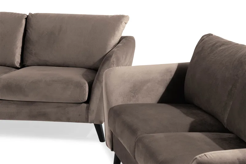 Trend Sohvaryhmä 3-istuttava + 2-istuttava Samettisohva - Ruskea - Huonekalut - Sohva - Sohvaryhmä