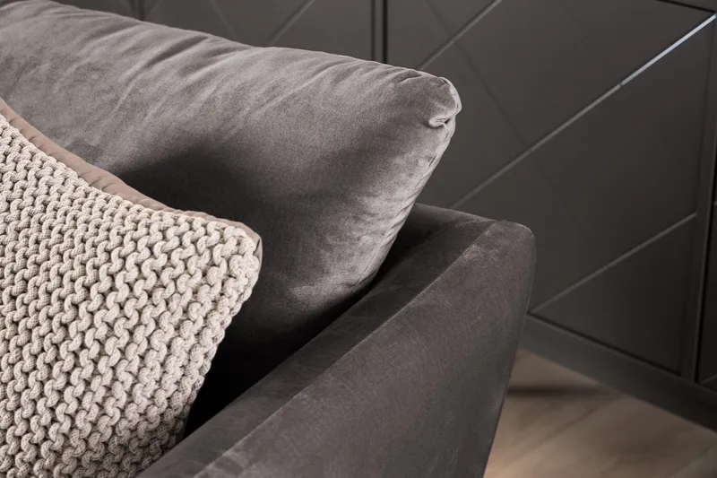 Trend Sohvaryhmä 3-istuttava + 2-istuttava Samettisohva - Tummanharmaa - Huonekalut - Sohva - Sohvaryhmä