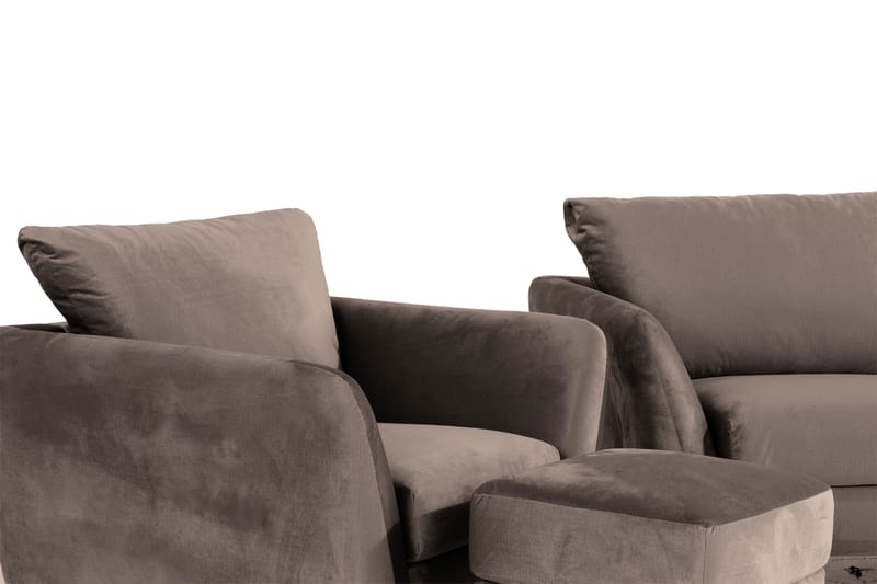 Trend Sohvaryhmä 3-istuttava + 2-istuttava Sohva + Nojatuoli + Rahi Sametilla - Ruskea - Huonekalut - Sohva - Sohvaryhmä