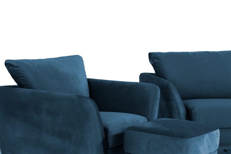 Trend Sohvaryhmä 3-istuttava + 2-istuttava Sohva + Nojatuoli + Rahi Sametilla - Sininen - Huonekalut - Sohva - Sohvaryhmä