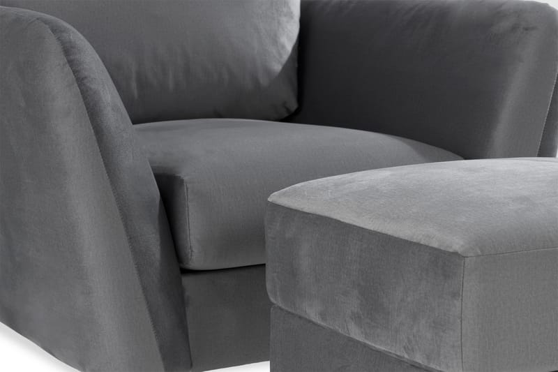 Trend Sohvaryhmä 3-istuttava + 2-istuttava Sohva + Nojatuoli + Rahi Sametilla - Vaaleanharmaa - Huonekalut - Sohva - Sohvaryhmä