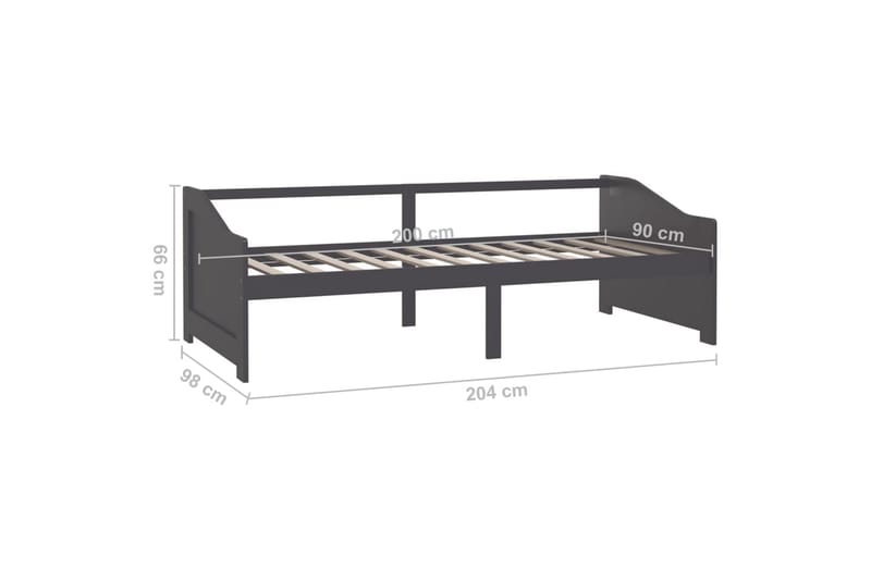 Päivävuode 3-istuttava tummanharmaa täysi mänty 90x200 cm - Sohvasängyt