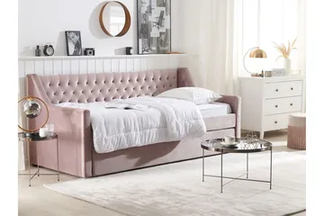 Päivävuode 90 x 200 cm Sametti Vaaleanpunainen MONTARGIS - Vaaleanpunainen - Huonekalut - Sohva - Sohvasängyt