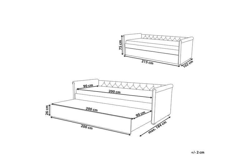 Päivävuode Libourne 90x200 cm - Beige - Sohvasängyt