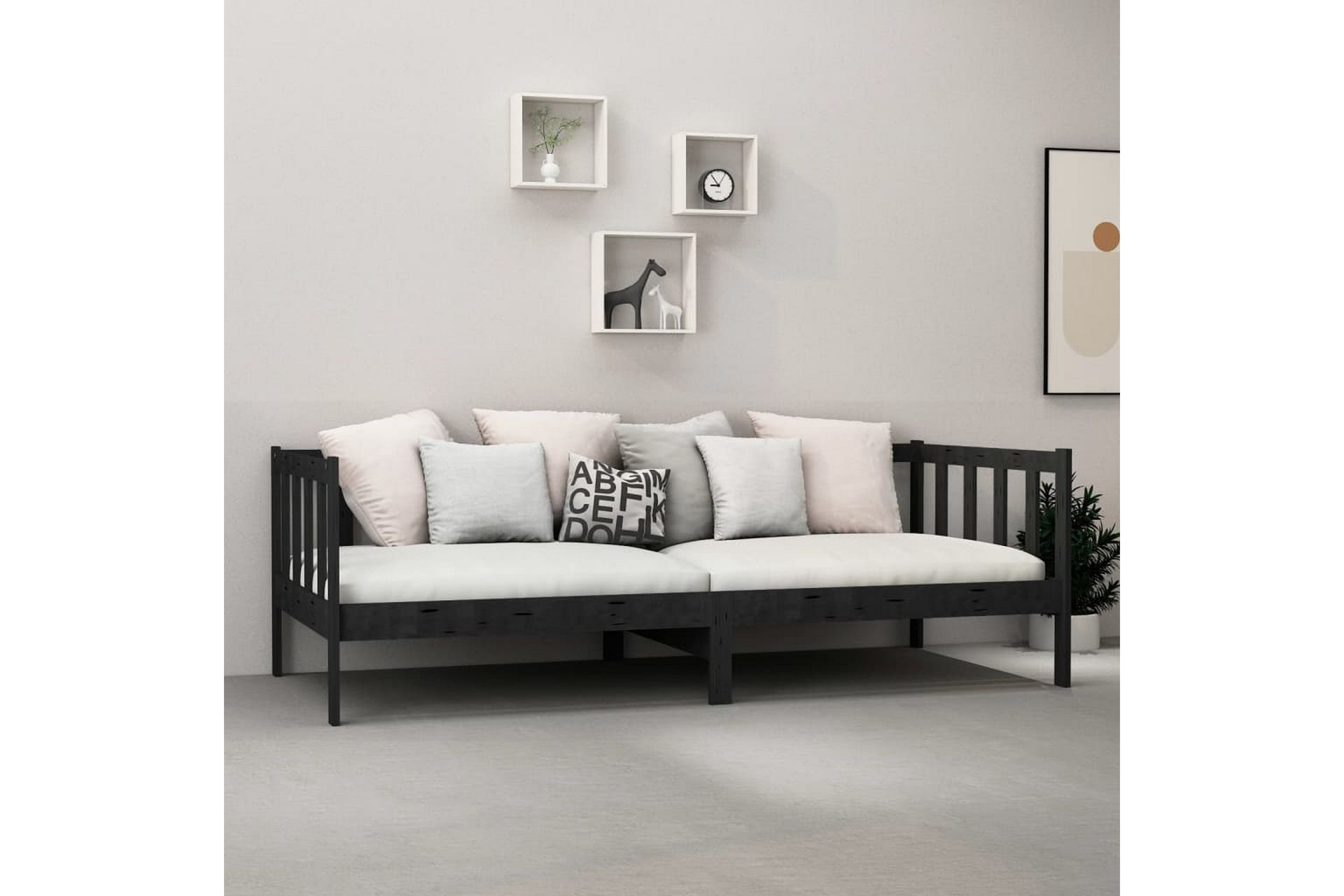 Päivävuode musta täysi mänty 90x200 cm - Musta - Huonekalut - Sohva - Sohvasängyt
