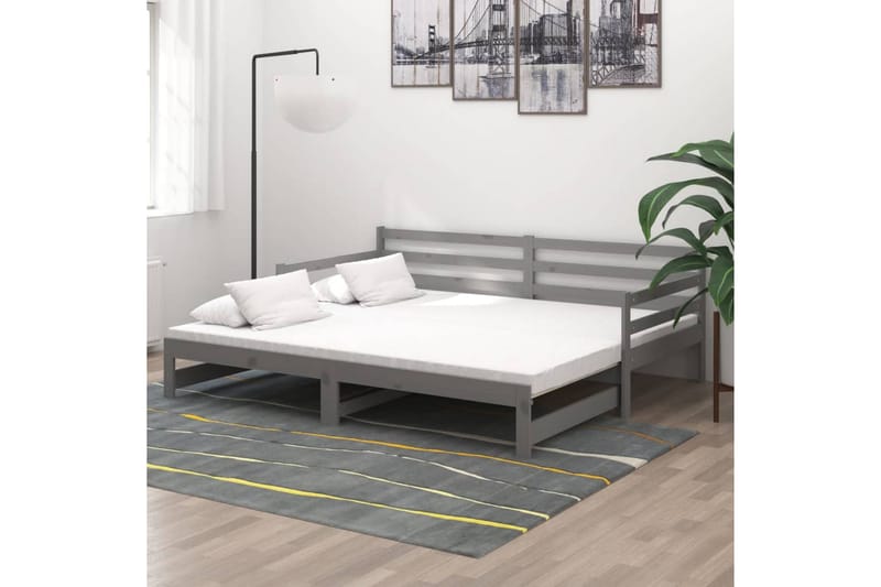 Päivävuode ulosvedettävä harmaa täysi mänty 2x (90x200) cm - Harmaa - Huonekalut - Sohva - Sohvasängyt