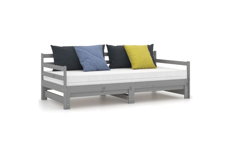 Päivävuode ulosvedettävä harmaa täysi mänty 2x (90x200) cm - Harmaa - Huonekalut - Sohva - Sohvasängyt