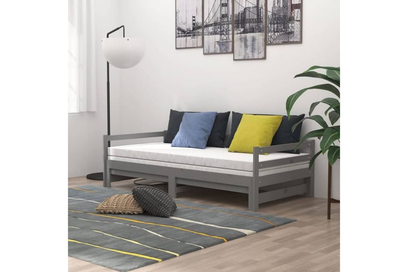 Päivävuode ulosvedettävä harmaa täysi mänty 2x (90x200) cm - Harmaa - Huonekalut - Sohva - Sohvasängyt