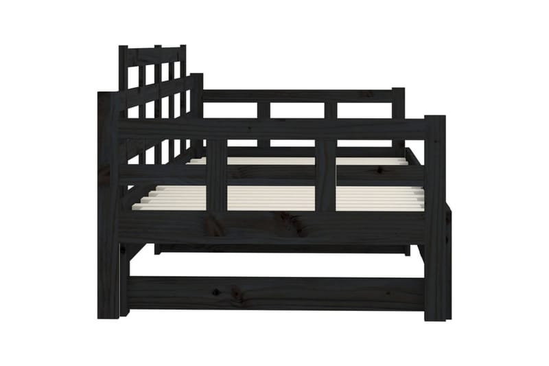 Päivävuode ulosvedettävä musta täysi mänty 2x (80x200) cm - Musta - Huonekalut - Sohva - Sohvasängyt